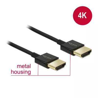 Delock Nagysebességű HDMI-kábel Ethernettel - HDMI-A > HDMI-A, 3D,4K, 1,5 m, vékony, prémium