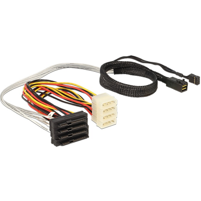 Delock Mini SAS HD x 4 SFF 8643 apa > 4 x SAS 29 Pin SFF 8482 anya kábel, 0,5 m