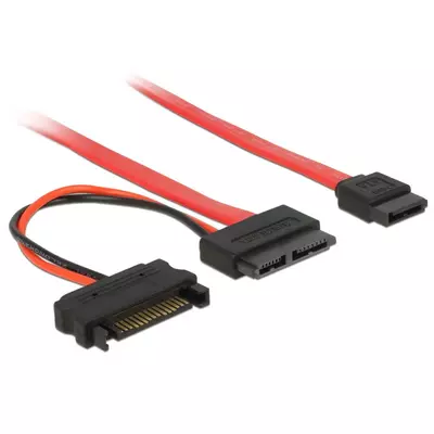 Delock Cable Slim SATA female > SATA 7 pin + SATA 15 pin 5 V 30 cm