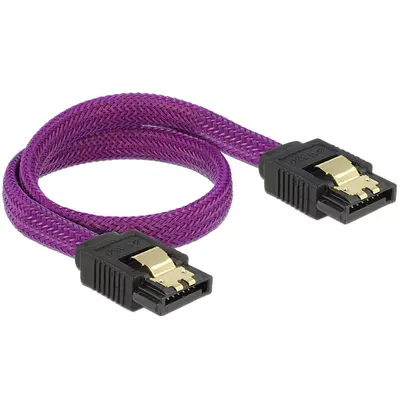 Delock prémium SATA Kábel 6 Gb/s 30 cm egyenes/ egyenes, lila metál