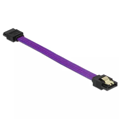 Delock SATA cable 6 Gb/s 10 cm straight / straight metal purple Premium