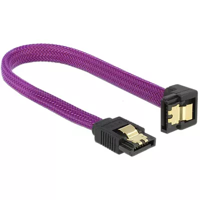 Delock SATA cable 6 Gb/s 20 cm down / straight metal purple Premium