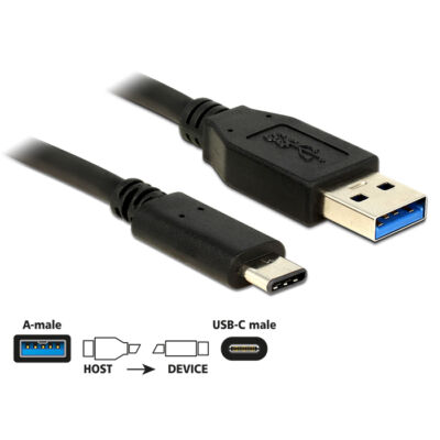 Delock Kábel USB 10 Gbps (USB 3.1, Gen 2), A típusú csatlakozódugó > USB Type-C 0,5 m hosszú fekete