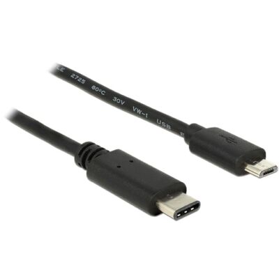Delock Kábel USB Type-C 2.0 dugó > USB 2.0 Micro-B típusú dugó 0,5 m fekete