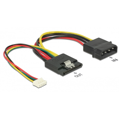 Delock Tápkábel, 15 tűs SATA-csatlakozóhüvely > 4 tűs Molex-csatlakozódugó + 4 tűs tápcsatlakozó