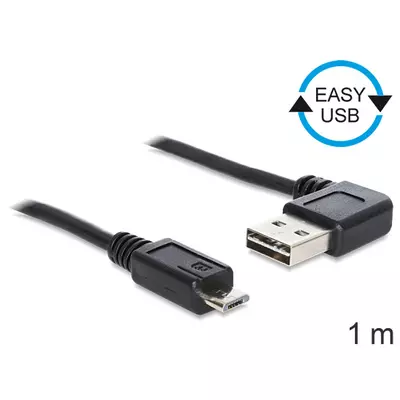 Delock EASY-USB 2.0 -A apa hajlított > USB 2.0 micro-B apa kábel, 1 m