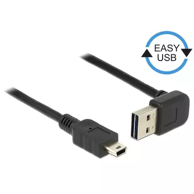 Delock Kábel EASY-USB 2.0-s A típusú csatlakozódugó, ívelt felfelé / lefelé > USB 2.0-s Mini-B-típus