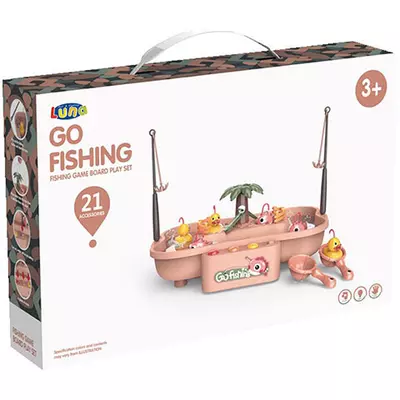 Go Fishing horgászjáték hanggal 21db-os pink szett