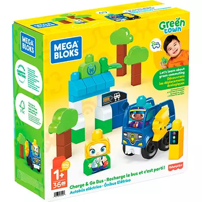 Fisher-Price: Green Town buszmegálló töltőállomással építőjáték - Mega Bloks