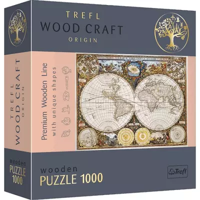 Wood Craft: Régi térkép 1000db-os prémium fa puzzle - Trefl