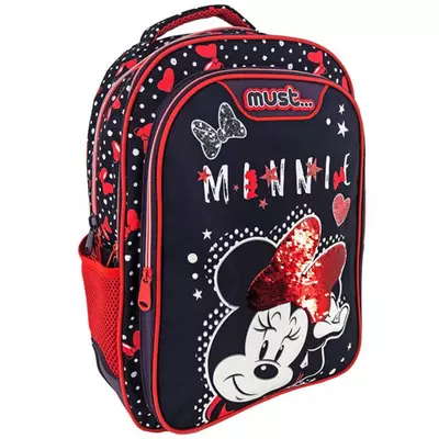 Must: Minnie egeres sötétkék-piros iskolatáska, hátizsák 32x18x43cm