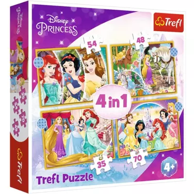 Disney Hercegnők: Boldog nap 4 az 1-ben 70-54-48-35db-os puzzle - Trefl