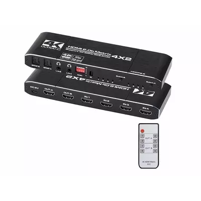Thunder HMX-412, HDMI mátrix, elosztó és kapcsoló + kettős audió leválasztó (4×2)