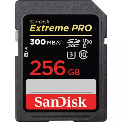 Sandisk sdxc extreme pro kártya 256gb, 300mb/s, uhs-ii, cl10 10, u3, v90 (215414)