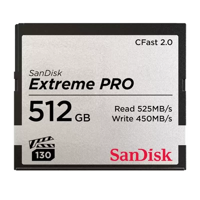 Sandisk cfast 2.0 extreme pro kártya 512gb, 525mb/s, vpg130 (173409)