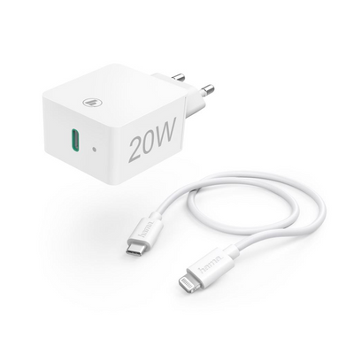 Hama hálózati töltő (PD) 20W + lightning-usb type-c adatkábel (210563)