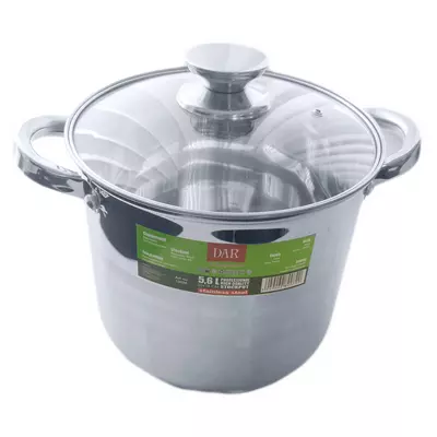 Inox fazék fedővel 5,6L 20cm