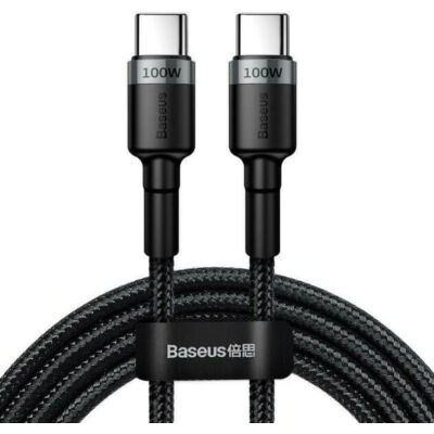 Baseus Cafule USB-C - USB-C kábel QC 3.0 2m szürke-fekete CATKLF-ALG1