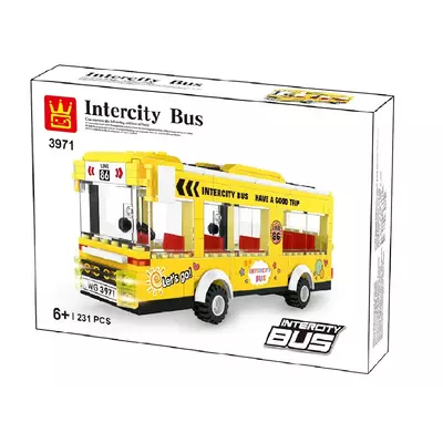 Intercity sárga busz | 231 db építőkocka | más ismert márkákkal kompatibilis építőjáték | WANGE 3971