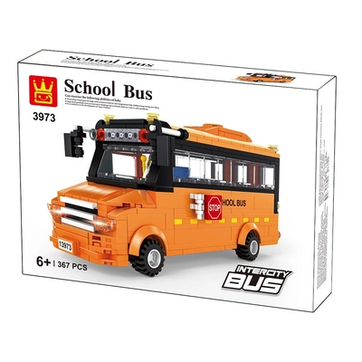 Iskolabusz | 367 db építőkocka | más ismert márkákkal kompatibilis építőjáték | WANGE 3973