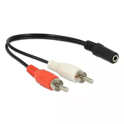 Delock Audio (Hang)kábel 2 x RCA apa   1 x 3,5 mm 3 tűs Sztereo Jack 20 cm