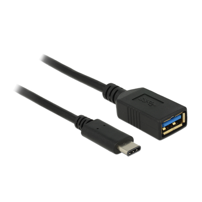 Delock nagy sebességű adapter USB (USB 3.1, Gen 1) USB C típus apa > USB A típus anya 15 cm fekete
