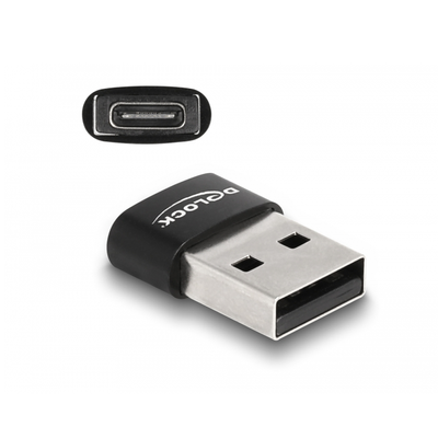 Delock USB 2.0 adapter A-típusú USB apa - USB Type-C  anya fekete