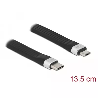 Delock USB 2.0 FPC lapos csík kábel USB Type-C  - USB Micro-B-típusú 13,5 cm PD 3 A