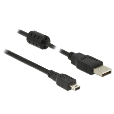 Delock USB 2.0-s kábel A-típusú csatlakozódugóval > USB 2.0 Mini-B csatlakozódugóval, 3,0 m, fekete