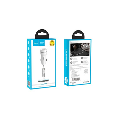 HOCO autós töltő Z27 Staunch dual port töltőadapter 1m iphone lightning 8 tűs kábellel