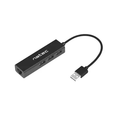 Natec Dragonfly USB 2.0-ról 3 USB+RJ45 hub, fekete