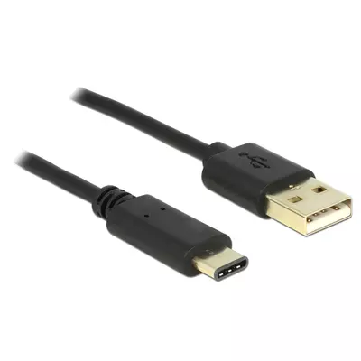 Delock USB 2.0-s kábel A-típusú csatlakozódugóval > USB Type-C 2.0 csatlakozódugóval, 2,0 m, fekete