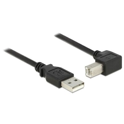 Delock USB 2.0-s kábel A-típusú dugó > USB 2.0 B-típusú dugó derékszögű 1,5 m fekete