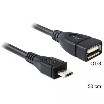 Delock USB micro-B apa > USB 2.0-A anya  OTG kábel, 50 cm