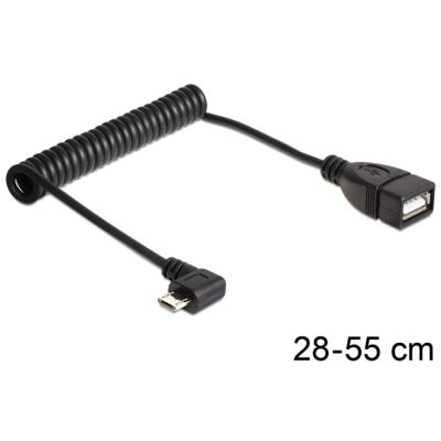 Delock USB mikro-B apa forgatott > USB 2.0-A anya OTG csavaros kábel