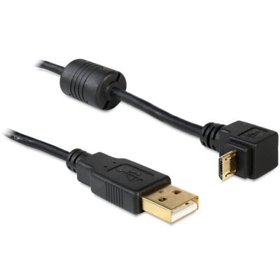Delock USB-A apa > USB micro-B apa kábel, 90°-ban forgatott fel/le