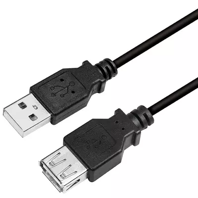 Logilink USB 2.0 Cable, AM to AF, black, 3m