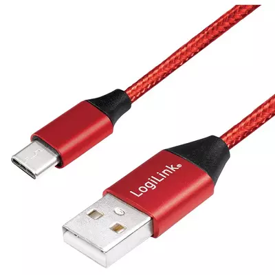 Logilink USB 2.0 Cable, AM to USB-C, red, 0.3m