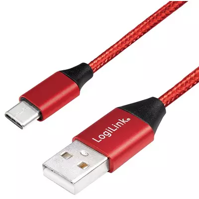 Logilink USB 2.0 Cable, AM to USB-C, red, 1m