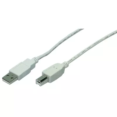 LogiLink USB A-B Kábel, USB 2.0, 2x apa, szürke, 2m