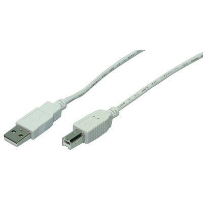LogiLink USB A-B Kábel, USB 2.0, 2x apa, szürke, 2m