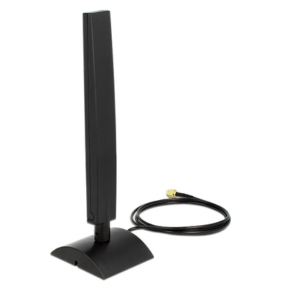Delock WLAN Antenna 802.11 ac/a/h/b/g/n RP-SMA 4 ~ 6 dBi Omnidirectional With Magnetical Base With T