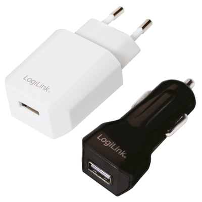 LogiLink USB töltő szett (hálózati + autós)