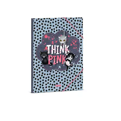 Ars Una: Think Pink cicás mintázatú gumis dosszié A/4-es