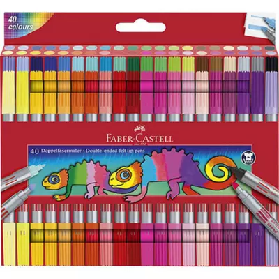 Faber-Castell: 40db-os kétvégű filctoll készlet ragyogó színekkel