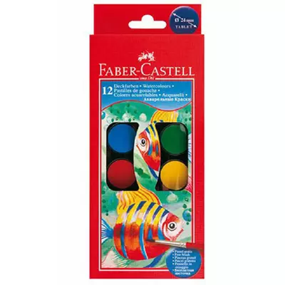 Faber-Castell: Vízfesték 12db-os szett 24mm-es korongokkal