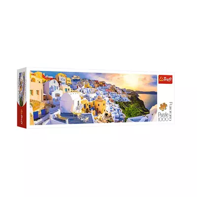 Napnyugta Santorinin 1000db-os panoráma puzzle - Trefl