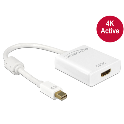 Delock Adapter mini Displayport 1.2-dugós csatlakozó > HDMI-csatlakozóhüvely 4K aktív, 20cm, fehér