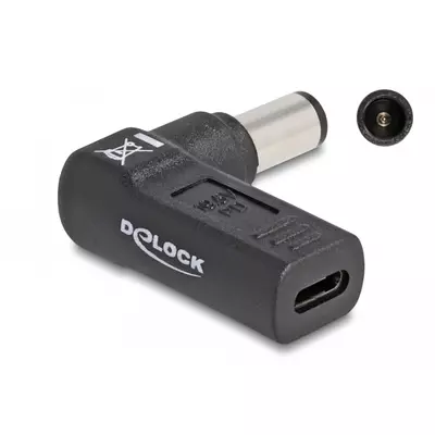 Delock Laptop töltőkábel adapter USB Type-C  anya - HP 7,4 x 5,0 mm apa 90  fokban hajlított