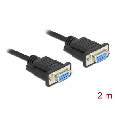 Delock Soros RS-232 D-Sub 9 kábel anya - anya null modem vékony csatlakozó kerettel - CTS / RTS auto